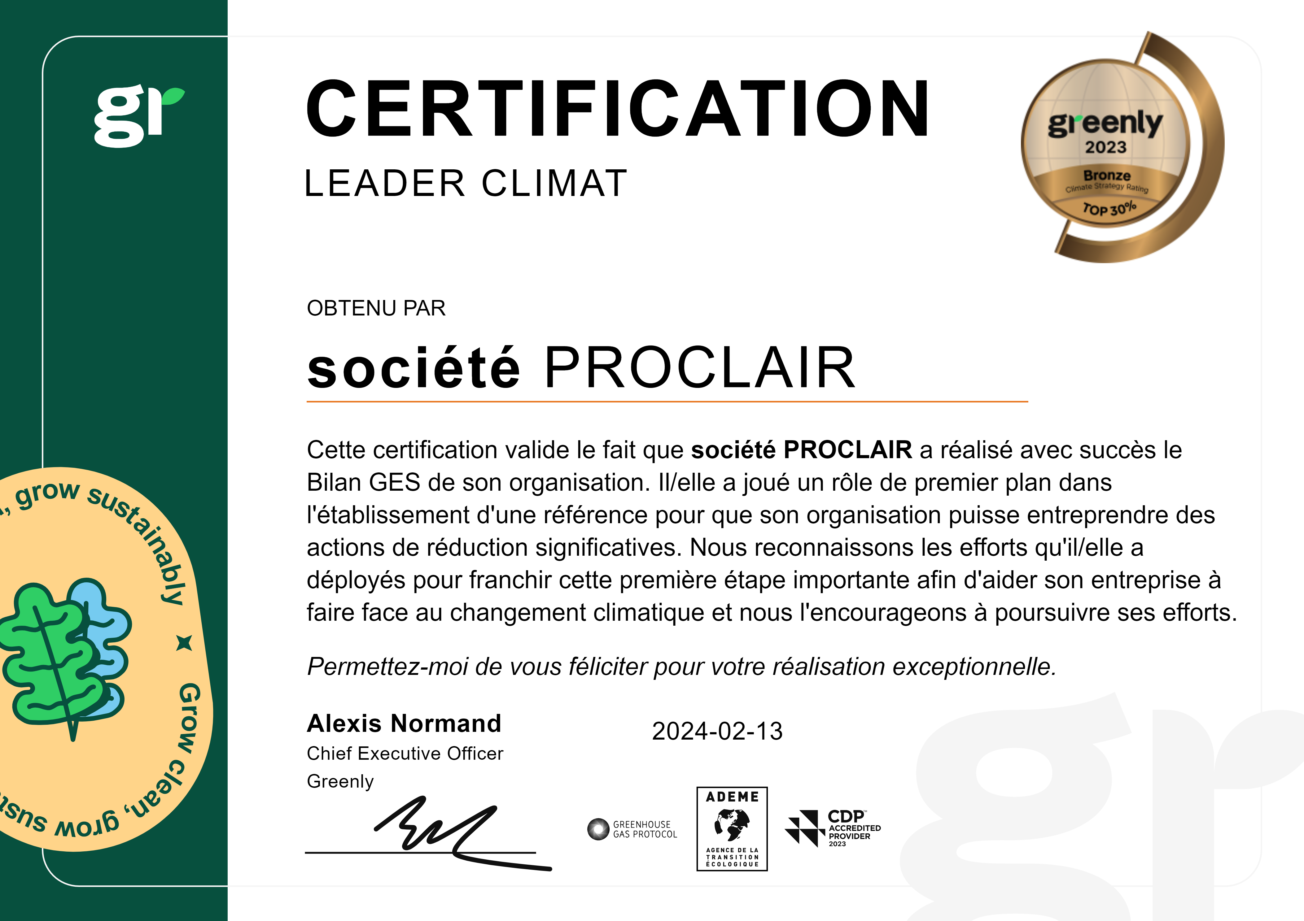 Certification Greenly